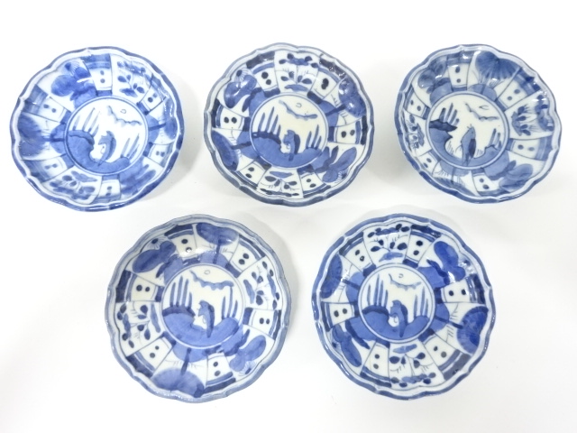 古伊万里　染付　芙蓉手　小皿5客